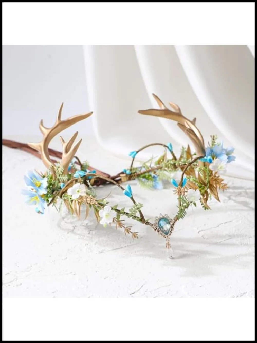 Handmade Fairy Antler Crown with Deer Horns - Woodland Elf Cosplay Headpiece